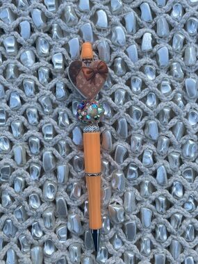 Orange Crystal Charm Pen with Heart Accent